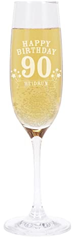 Leonardo Sektglas mit Wunschname zum 90. Geburtstag inkl. Gratis Gravur