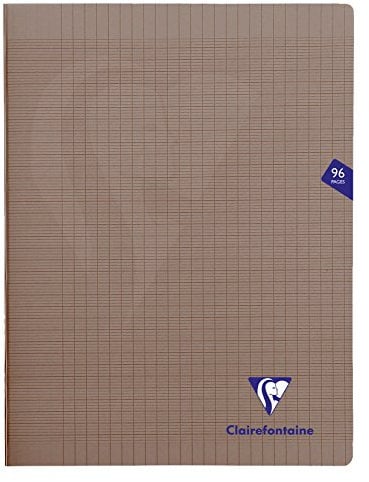 Clairefontaine 363361C Un Cahier Agrafé Mimesys Gris - 24x32 cm - 96 Pages Grands Carreaux - Papier Blanc 90 g - Couverture Polypro