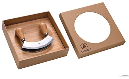 LAGUIOLE - Doppelklingen-Schaukelhäcksler - Bambusbrett - Edelstahlklinge - Ergonomische Griffe - Geschwungene Doppelklinge zum einfachen Schneiden aller Ihrer Speisen - Größe: 2 X 2 X 2 X 2 X 2 cm - -