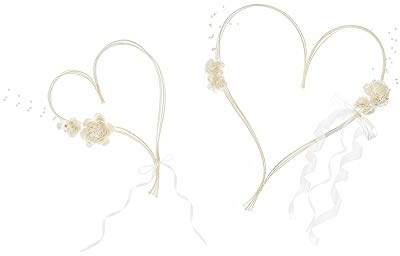 PartyDeco Rattan Herzen mit Blumensträußen Creme 2 STK. Hochzeit Party Familientreffen