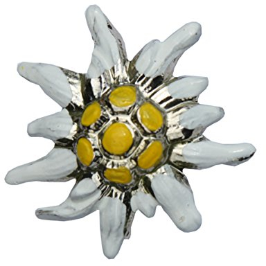 Breiter Hutanstecker und Broschen Edelweiß (Silber bemalt) Anstecker Blume
