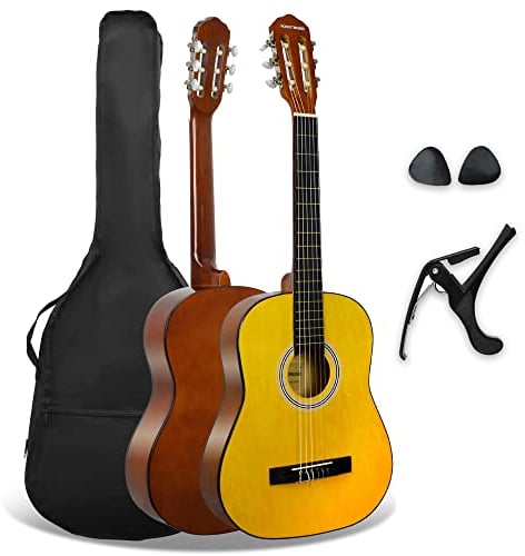 3rd Avenue XF 3/4 Flamencogitarren-Starterset in Junior-Größe für Kinder, Konzertgitarre mit Nylonsaiten, mit Gigbag, Kapodaster und Plektren – in Natur
