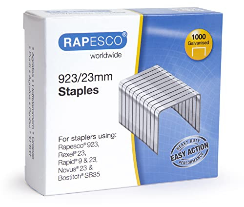 Rapesco 1242 Type 923/23 mm Galvanised Heavy Duty Staples, Pack of 1000