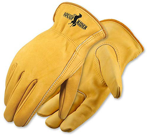 Galeton 25001PR-XL 25001PR Rough Rider Premium Leather Driver Gloves, Elastic Back, X-Large, Gold