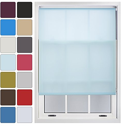 FURNISHED Blinds Window Custom Made to Measure Daylight Roller Blinds - Sheer Non-blackout Blind Opaque Fabric Shades Easy Fit Window Blinds, Duck Egg Blue up to 210W x 210H cm