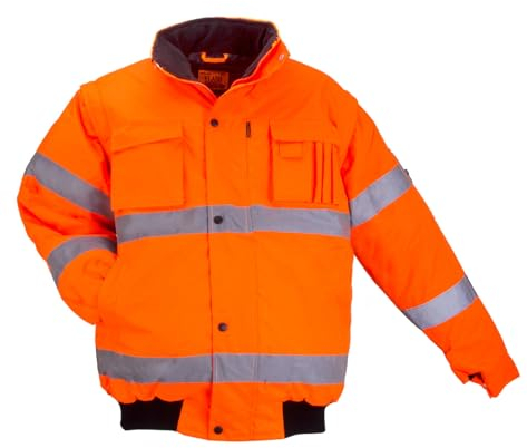 Winterjacke Arbeitsjacke Pilotenjacke Warnweste Warnschutzjacke 2in1(FLASH-SH-J-ORANGE) (M)