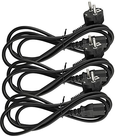 Naths Hardware® | 3x Kaltgerätekabel 1,8m | Netzteil für PC Computer Monitor Bildschirm Drucker Laptop | Kaltgerätestecker C13 auf Schutzkontakt gewinkelt CEE 7/7 | Stromkabel Schuko Kaltgeräte