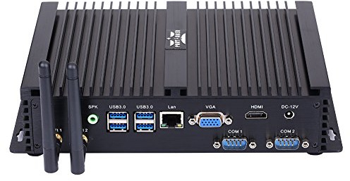 Partaker Fanless Industrial Computer,Mini PC with Intel Celeron 1007U/2955U, 8GB Ram 240GB SSD, 2xCOM RS232, 7xUSB 2.0, HD Port, VGA, Wi-Fi, Aluminum alloy chassis, Windows 11 Pro