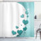 ABAKUHAUS Türkis Duschvorhang, Herzen Valentines, Stoffliches Gewebe Badezimmerdekorationsset mit Haken, 175 x 200 cm, Turquoise Teal weiß