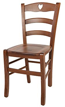 t m c s Tommychairs - Stuhl Cuore für Küche und Esszimmer, Robuste Struktur aus Buchenholz in der Farbe Helles Nussbraun lackiert und Sitzfläche aus Holz