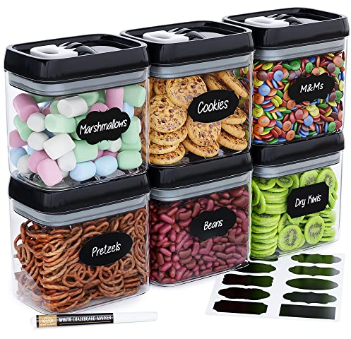 Chef's Path - Airtight Storage Boxes Set - 10 Labels and Markers - Kitchen and Pantry Storage - BPA Free - Plastic Storage Boxes with Upgraded Lids (6 Pieces - 1.5L)
