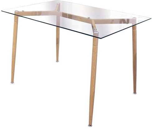 HOME DECO FACTORY Glastisch mit Metall-Effektfüßen, 75cm x 115cm, Holz