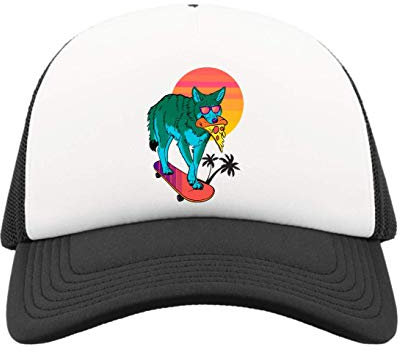 Iprints Synthwave Aesthetic Skating Pizza Wolf Trucker Baseball Cap One Size
