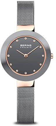 Bering Damen Quarz Uhr | Armbanduhr 29 mm Edelstahlgehäuse und Zifferblatt | Milanaisearmband | Saphierglas | 5 ATM | 11429