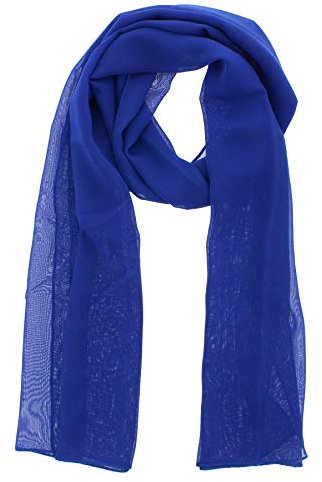 WESTEND CHOICE Ladies Chiffon Scarves Women Plain Neck Scarf Soft Headwrap Girls Headscarf Sheer Wrap women's scarves & wraps 150x45 cm (Royal blue)