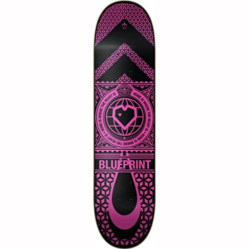 Centrano Unisex – Erwachsene Home Heart Skateboard Deck, Schwarz/Rosa, 7.875