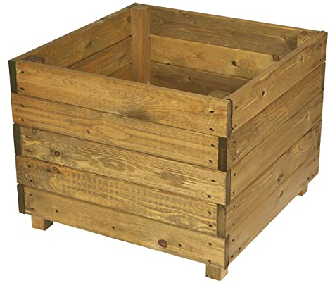 RUDDINGS WOOD Large Square Wooden Garden Planter Plant Flower Trough Timber Box Outdoor Herb Vegetables Pot