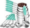 Misurini Dosatori e Cucchiai Set: U-Taste 18/8 Dosatore Misurino Cucchiaio in Acciaio Inossidabile, 12 Pezzi per la Cottura in Cucina, Manico a Spessore Migliorato (Aqua Sky)