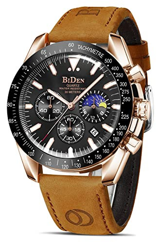 HANPOSH Herren Uhr Chronograph Uhren Herren Chronograph Edelstahl Wasserdicht Analog Quarz Armbanduhr mit Datum Leuchtende Business Casual Uhren fur Männer