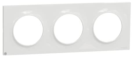 Schneider Electric - Odace Styl, plaque 3 postes horizontaux ou verticaux entraxe 71mm, Antibacterien - S500706
