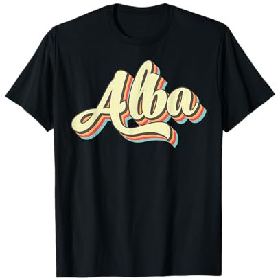 Alba T-Shirt Retro Art Baseball Schrift Vintage T-Shirt