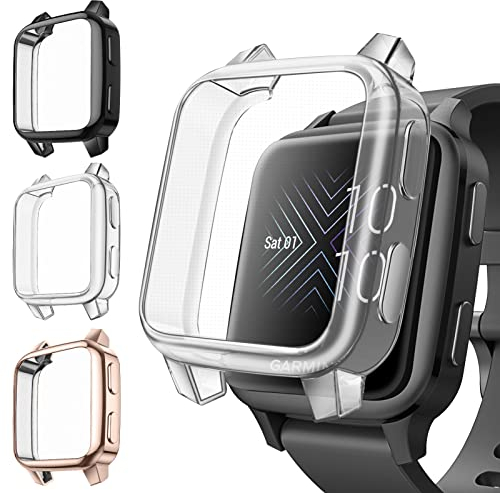 Fintie 3 Piezas Funda para Garmin Venu Sq/Venu Sq 2, TPU Suave Protector de Pantalla Carcasa