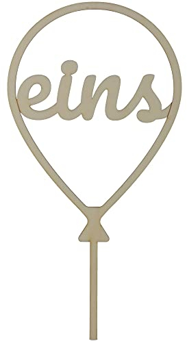 Goodtimes Cake Topper Ballon Zahl eins 26cm x13cm Holz