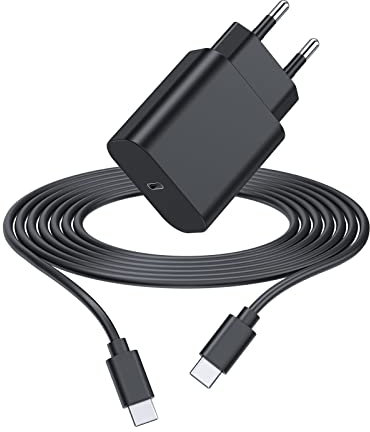 MULTIM Caricabatteria Charger 25W USBC e Cavo da USB C a USB C per Samsung Galaxy S24 Ultra/S23/S22 Ultra/S21 Ultra/S20/S10/S9/A54 5G/A15 Adattatore Caricatore