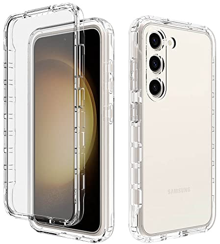 Leedia Ganzkörper Kompatibel mit Samsung S23 Hülle mit Eingebautem Displayschutz 360 Grad Handyhülle S23 Stoßfest Komplettschutz Bumper Case Transparent Cover für Samsung Galaxy S23 5G 6.1