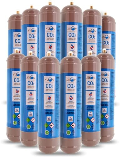 Bouteille CO2 pour gazeur 600 g jetable raccord M11 x 1 pour distributeurs - gazeurs eau pétillante co2, récipient en acier N° 12 BOMBOLE