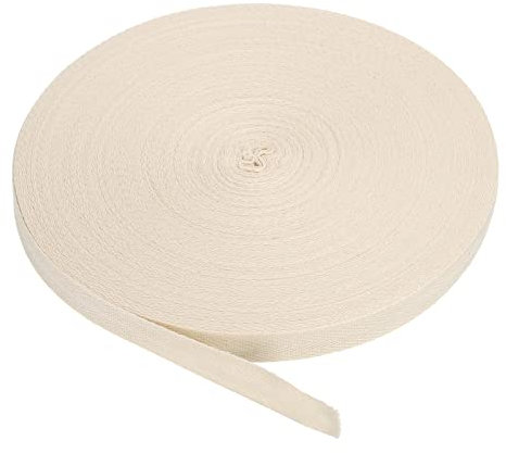 PATIKIL Baumwollband Baumwolle Gurtband 15mm x 45m, Schrägband Baumwoll Nahtband Köperband Saumband Einfassband Stoffband Webband zum Nähen für DIY Basteln Stricken Verpackungen, Beige