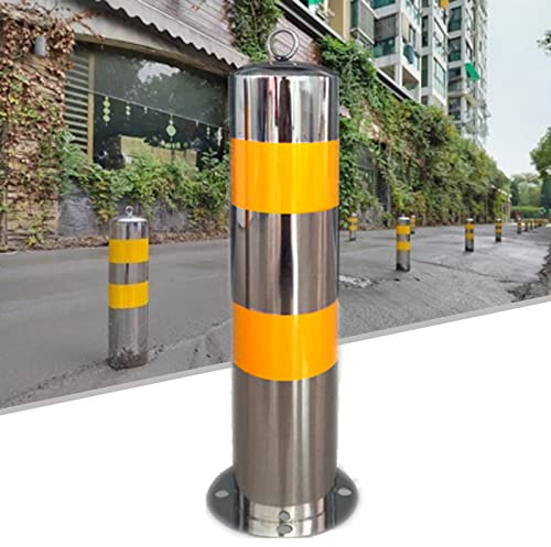 DJXLMN Dissuasori Parcheggio Fissi - Paletto Fisso per Sicurezza - Barriera Parcheggio in Metallo con Nastro Riflettente e Anello - Facile Installazione