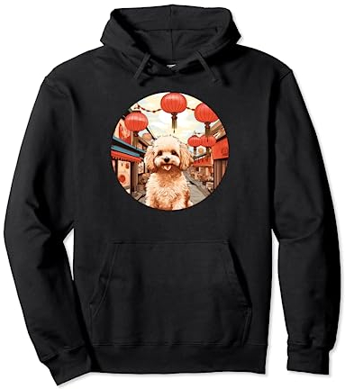 Juguete caniche japonés linternas divertido perro Japón Sudadera con Capucha