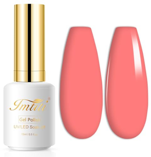Vernis à ongles Semi-permanent Gel Polish Soak-off UV LED Manucure Vernis Gels Corail, pêche orange 15ml