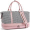 BOSTANTEN Reisetasche Damen, Faltbare Sporttasche Overnight Weekender Handgepäck für Frauen, Canvas Tasche Größe Duffel Taschen mit PU-Leder Schuhfach (Rosa)