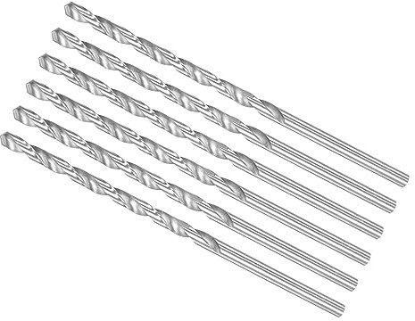 CoCud Extra Long Twist Drill Bits, 6mm Drill Bit Diameter 160mm Total Length, High Speed Steel Twist Drill Bit - (Applications: for Hardened Metal Woodwork Plastic Aluminum), 6-Pieces