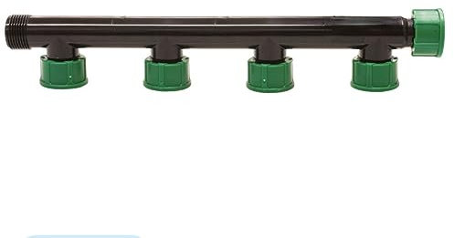 Colector de riego con 4 salidas laterales 1 | Montaje fácil y rápido para electroválvulas de riego| Rosca Hembra Giratoria | TE Colectora de jardín