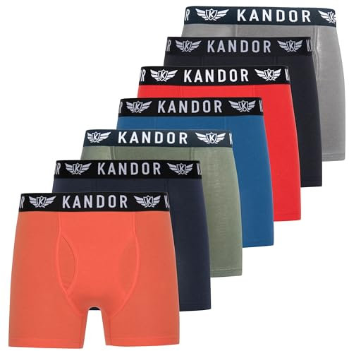Kandor Boxer en Bambou pour Homme - Lot de 7 Sous-vêtements Doux et Respirants, Caleçons en Viscose de Bambou et Coton, Couleur Unie et Noir