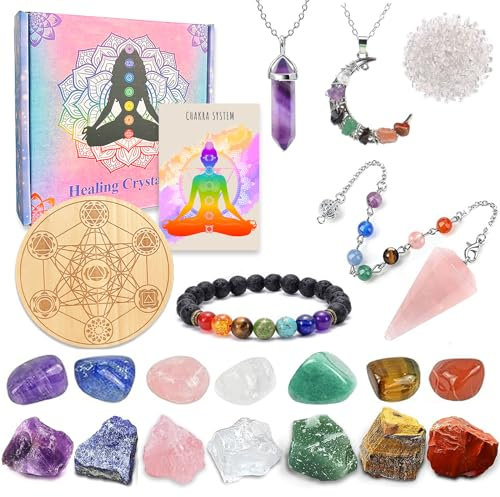 VDYXEW kristalle Edelsteine Set, Edelsteine Heilsteine, 7 Chakra Steine, Heilkristalle, Edelsteine Geschenke Set, für Kristalltherapie,Meditation,Yoga,Healing Crystals