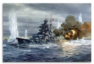 KYTIN Weltkrieg Vintage Schlachtschiff Poster Deutschland DKM Bismarck Dekorative Malerei Leinwand 40 x 60 cm