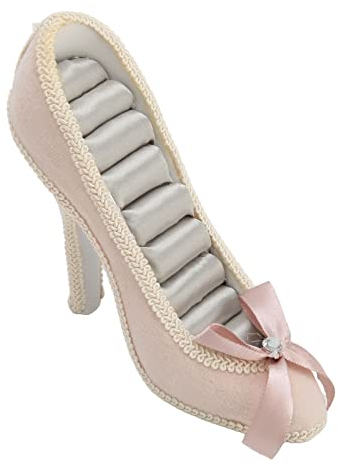 BestAlice Modeschmuck-Präsentationsständer, Hochhackige Schuhe Geformter Ringhalter, Ohrringe, Ringständer, Rosa Strass-Dekoration, Kunstharz, Hochhackige Schuhe, Ringständer für Ohrstecker-Ringe