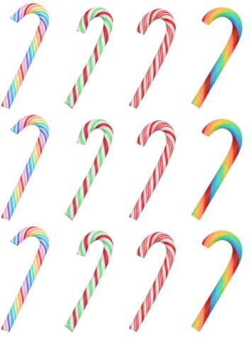 FSSTUD 60 Stück Weihnachten Zuckerstangen Twisted Süßigkeiten Ornamente Weihnachtsbaum Hängende Dekorationen Weihnachten Anhänger