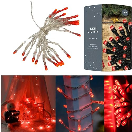 SRVertex 20x LEDs Christmas Chasing Lights Red Theme LED Battery Powered String Lights 30CM Cable Wire Shining Decoration Lightning for Christmas Gifts