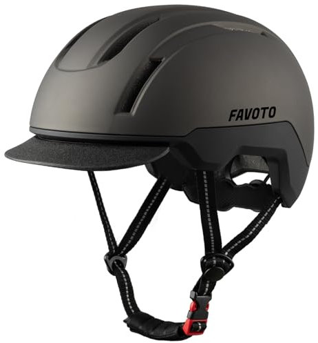 Favoto Urban Bike Helmet Adult - Dual Shell Impact Resistance with Removable Visor - Commuter Lightweight Cycling Helmet Adjustable Size for Men Women 57-61cm Titanium