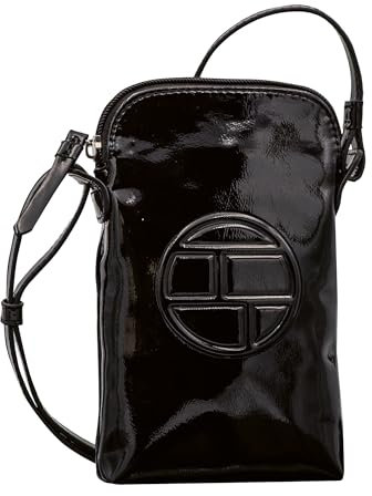 TOM TAILOR Rosabel Patent Damen Handytasche Umhängetasche Mittelgroß Schwarz