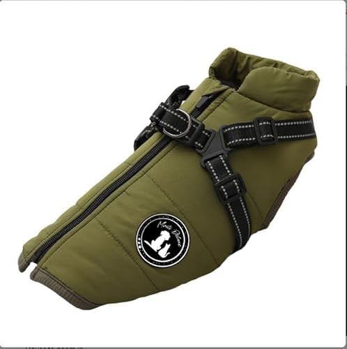 Hundejacke Winterweste Jacken Hundemantel Hundepullover Haustier Skifahren Kostüm Ärmellose Baumwolle Gepolsterte Weste Mit Brustgurt Gurt (Grün, S)