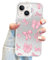 Jusy Coquette Bow Phone Case for iPhone 13, Cute Pink Ribbon Bow Aesthetic Case for Women Girls - Pink