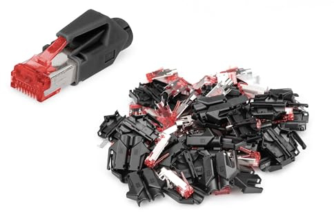 DIGITUS A-MO6 8/8 HRS – RJ45 Cat 6 Netzwerkstecker – 10 Stück Hirose TM21 – Cat6 Crimpstecker Geschirmt – Für Netzwerkkabel, Patchkabel, Ethernet Kabel – 1GBase-T – 8P8C – AWG 27/7 bis AWG 24/7