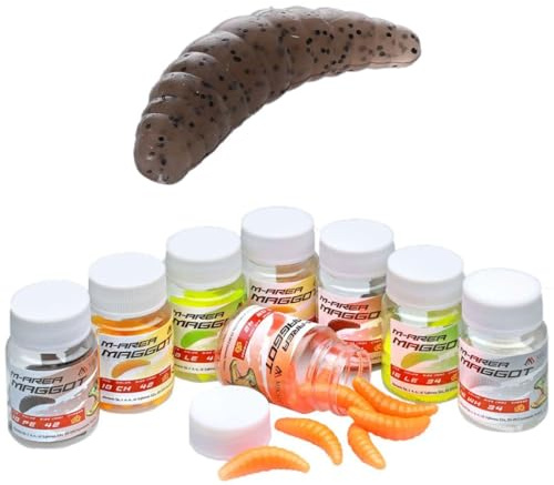 10x MIKADO 42mm Pepper künstliche Bienenmaden Maden Forellenköder in Dose