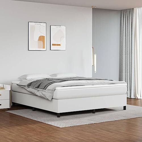 Rantry Boxspringbett aus Kunstleder, Weiß, 180 x 200 cm, Lattenrost für Erwachsene, Kinder und Jugendliche, einfache Montage, Typ 1 Betten und Lattenroste